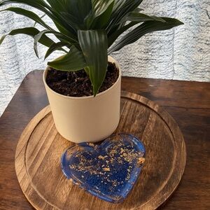 Elegant Blue Heart-Shaped Resin Coaster